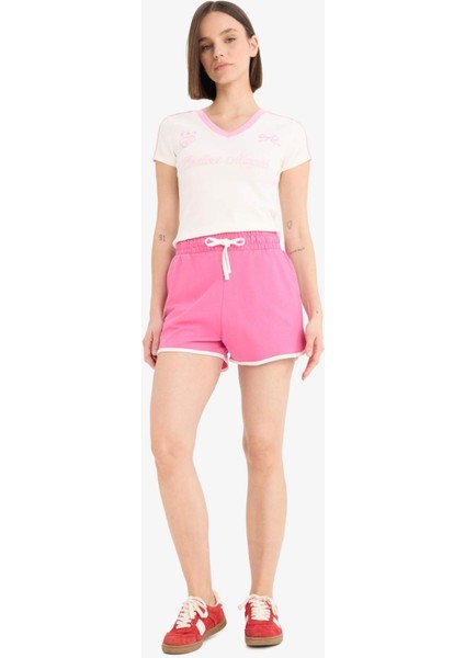 Regular Fit Beli Lastikli Bağcıklı Kalın Mini Şort A6224AX25SM