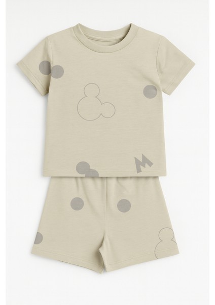 Rahat Giyim Şort Tişört Pijama Takımm Desenli