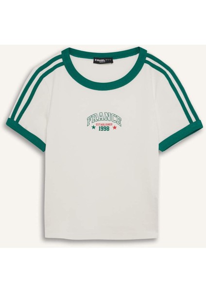 Fitted Baskılı Ribana Kısa Kollu Tişört E0333AX25SM