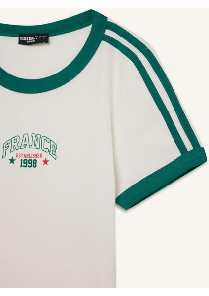 Fitted Baskılı Ribana Kısa Kollu Tişört E0333AX25SM