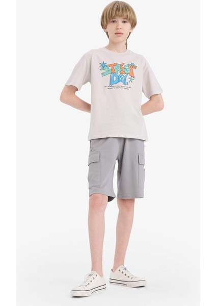 Erkek Çocuk Beli Lastikli Kargo Cepli Şort B5868A825HS