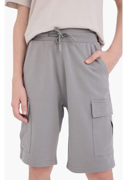 Erkek Çocuk Beli Lastikli Kargo Cepli Şort B5868A825HS