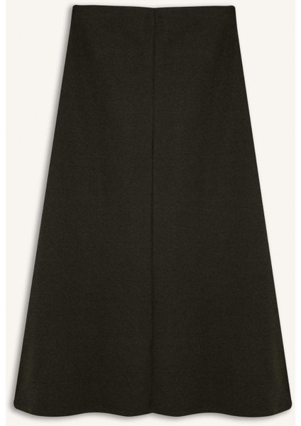 A Kesim Esnek Belli Basic Düz Normal Bel Maxi Etek