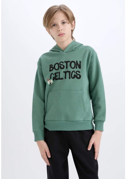 Erkek Çocuk NBA Boston Celtics Kapüşonlu İçi Yumuşak Tüylü Sırt Baskılı Sweatshirt D8020A824WN