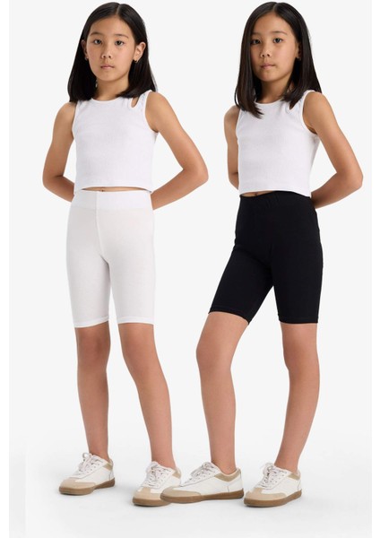 Kız Çocuk Biker Penye 2'li Tayt B7616A825SM