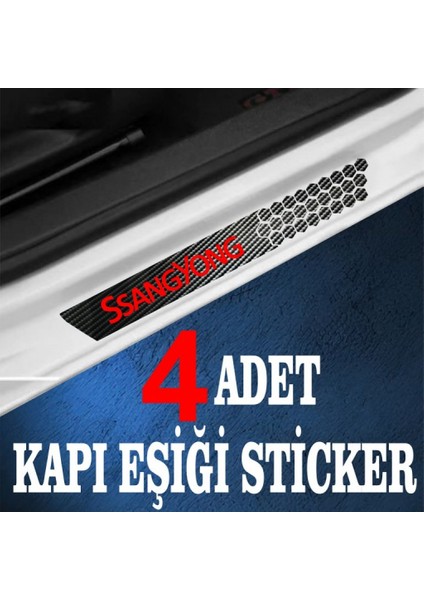 Ssangyong Özel Oto Kapı Eşikleri Sticker Karbon 4 Adet modelleri