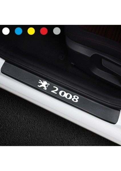 Peugeot 2008 Için Özel Yeni Uyumlu Aksesuar Oto Kapı Eşiği Özel Yeni Sticker Karbon 4 Adet