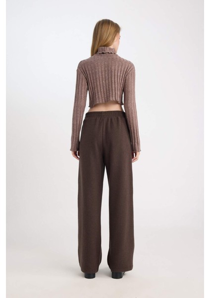 Wide Leg Geniş Bol Paça Eşofman Altı Beli Lastikli Cepli Bağcıklı Uzun Boy E0742AX24WN