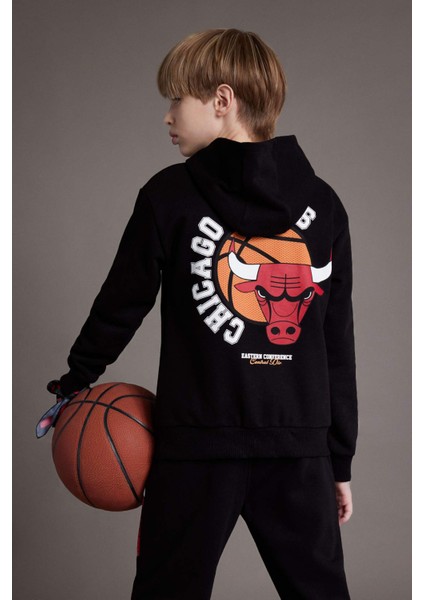 Erkek Çocuk NBA Wordmark Kapüşonlu İçi Yumuşak Tüylü Sweatshirt D7900A824WN