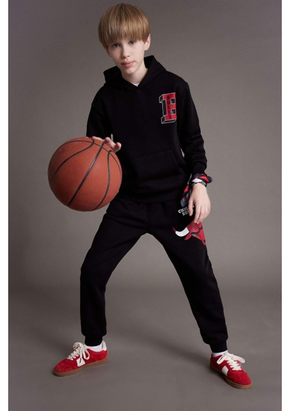 Erkek Çocuk NBA Wordmark Kapüşonlu İçi Yumuşak Tüylü Sweatshirt D7900A824WN