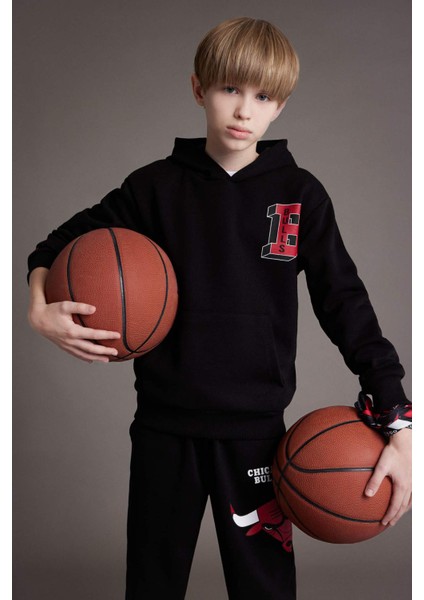 Erkek Çocuk NBA Wordmark Kapüşonlu İçi Yumuşak Tüylü Sweatshirt D7900A824WN