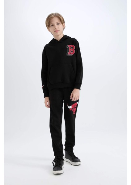 Erkek Çocuk NBA Wordmark Kapüşonlu İçi Yumuşak Tüylü Sweatshirt D7900A824WN