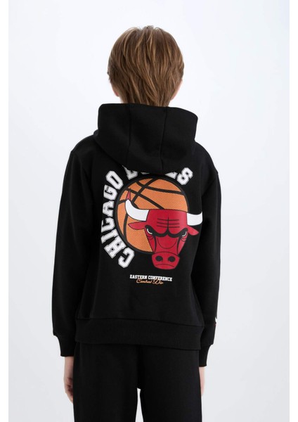 Erkek Çocuk NBA Wordmark Kapüşonlu İçi Yumuşak Tüylü Sweatshirt D7900A824WN