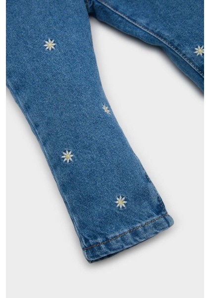 Kız Bebek Çiçekli Geniş Paça Jean Pantolon D9440A525SP