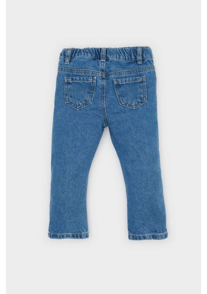 Kız Bebek Çiçekli Geniş Paça Jean Pantolon D9440A525SP