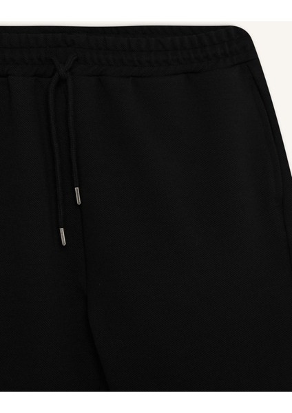 Siyah Eşofman Altı Twill Slim Fit Dar Kesim Beli Bağcıklı Cepli Düz Paça D9708AX24AU