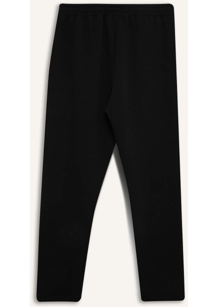 Siyah Eşofman Altı Twill Slim Fit Dar Kesim Beli Bağcıklı Cepli Düz Paça D9708AX24AU