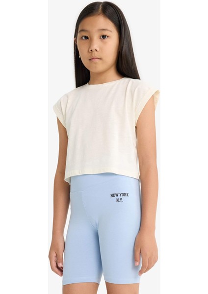 Kız Çocuk Baskılı Biker Tayt B0843A825HS