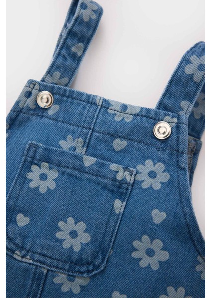 Kız Bebek Desenli Salopet Jean Elbise D9426A525SP