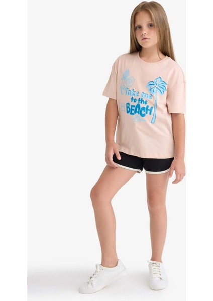 Kız Çocuk Beli Lastikli Basic Düz Şort