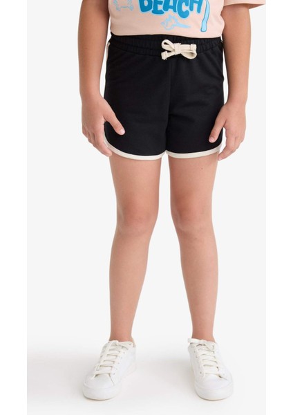 Kız Çocuk Beli Lastikli Basic Düz Şort