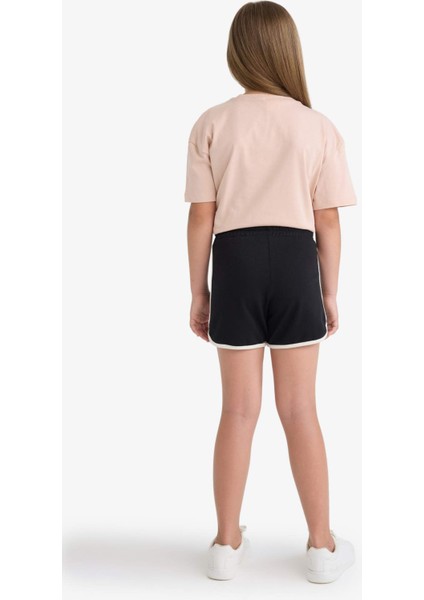 Kız Çocuk Beli Lastikli Basic Düz Şort