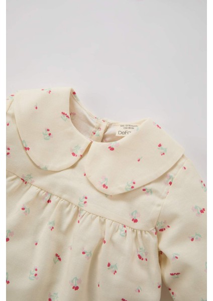 Kız Bebek Bebe Yaka Çiçekli Twill Uzun Kollu Gömlek D9330A525SP