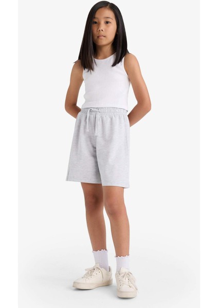Kız Çocuk Relax Fit Beli Lastikli Basic Düz Şort D9058A825HS