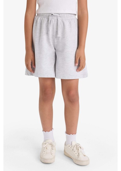 Kız Çocuk Relax Fit Beli Lastikli Basic Düz Şort D9058A825HS