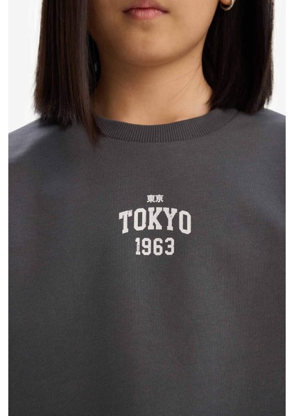 Kız Çocuk 2'li Takım Baskılı Kısa Kollu Tişört Şort E0730A825SM