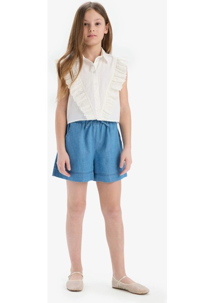 Kız Çocuk Crop Pamuklu Kolsuz Gömlek E0448A825SM