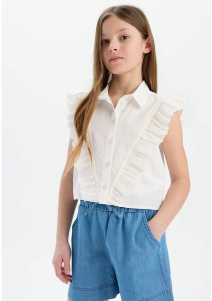 Kız Çocuk Crop Pamuklu Kolsuz Gömlek E0448A825SM