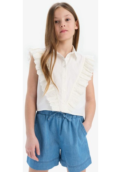 Kız Çocuk Crop Pamuklu Kolsuz Gömlek E0448A825SM