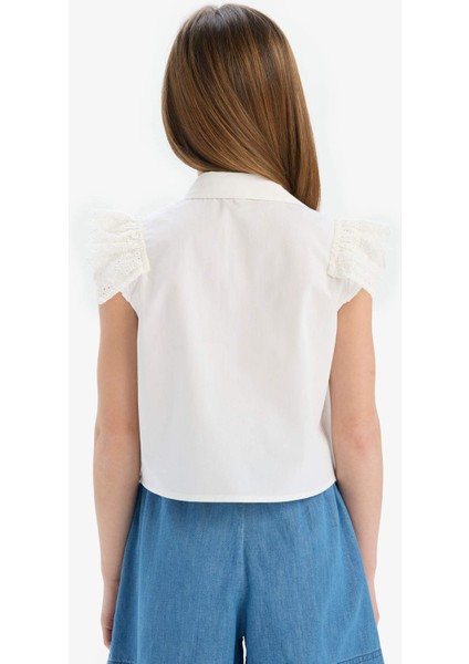 Kız Çocuk Crop Pamuklu Kolsuz Gömlek E0448A825SM