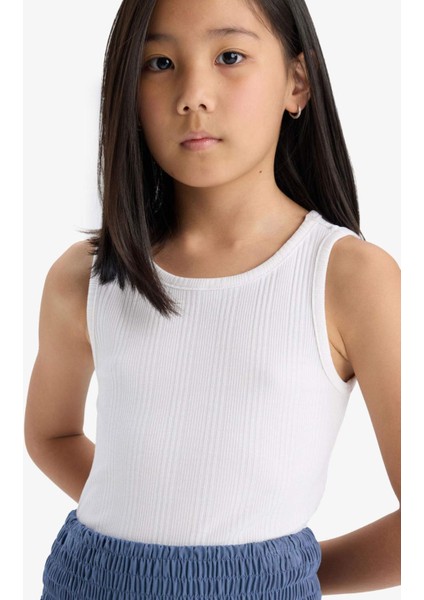 Kız Çocuk Bisiklet Yaka Basic Düz Atlet Z7815A625HS