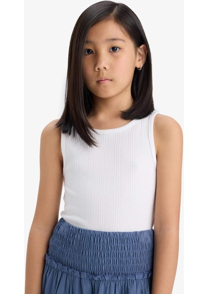 Kız Çocuk Bisiklet Yaka Basic Düz Atlet Z7815A625HS