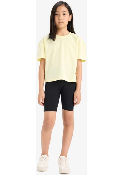 Kız Çocuk Relax Fit Bisiklet Yaka 2'li Kısa Kollu Tişört D9435A825SM