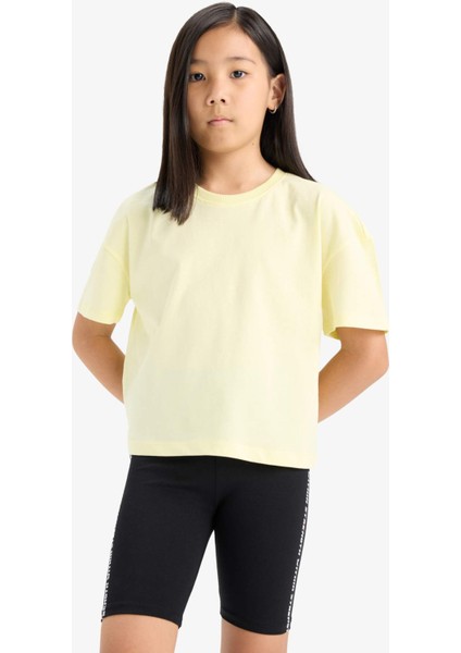 Kız Çocuk Relax Fit Bisiklet Yaka 2'li Kısa Kollu Tişört D9435A825SM