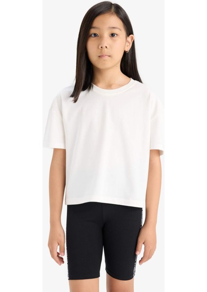 Kız Çocuk Relax Fit Bisiklet Yaka 2'li Kısa Kollu Tişört D9435A825SM