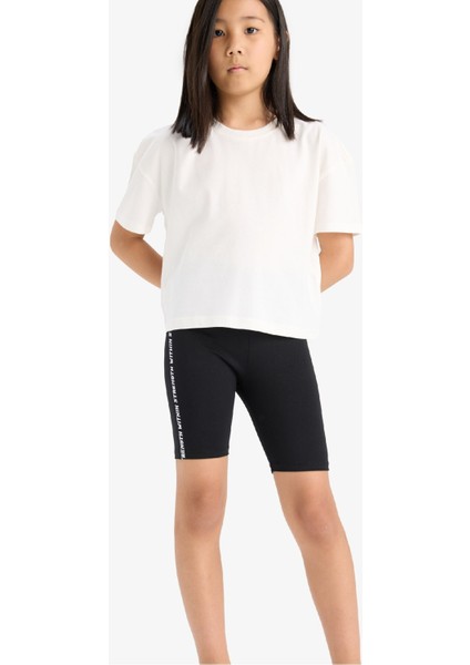 Kız Çocuk Relax Fit Bisiklet Yaka 2'li Kısa Kollu Tişört D9435A825SM