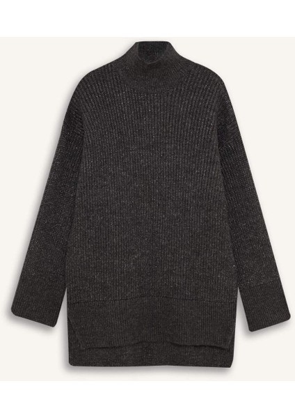 Regular Fit Balıkçı Yaka Basic Düz Triko Kazak Tunik B6376Ax24Wn