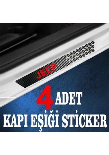 Jeep Özel Oto Kapı Eşikleri Sticker Karbon 4 Adet modelleri