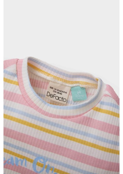 Kız Bebek Disney Mickey & Minnie Pijama Takımı Fitilli Kaşkorse Kısa Kollu Üst Beli Lastikli Uzun Alt E0767A525SM