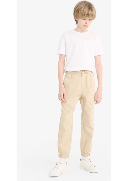 Erkek Çocuk Lastikli Paça Basic Düz Gabardin Jogger Pantolon B6713A825SM