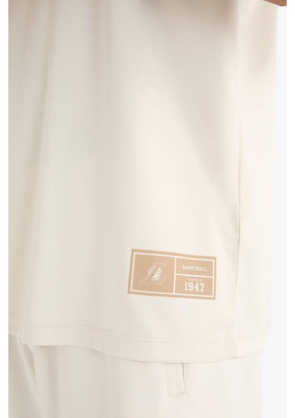 Fit NBA Los Angeles Lakers Oversize Geniş Kalıp Bisiklet Yaka Sırt Baskılı Kısa Kollu Tişört E0363AX25SP