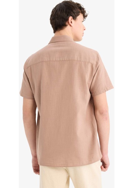 %100 Pamuk Regular Fit Polo Yaka Yazlık Kısa Kollu Gömlek D8613AX25SM