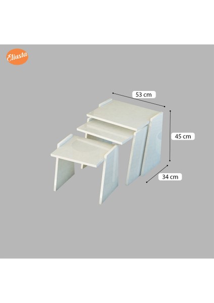 3 Lu Zigon Sehpa Takımı Sunum Sehpa