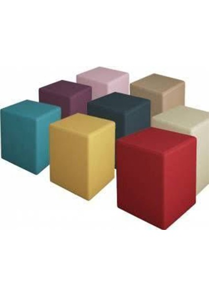 Kare Puf Ahşap Iskeletli