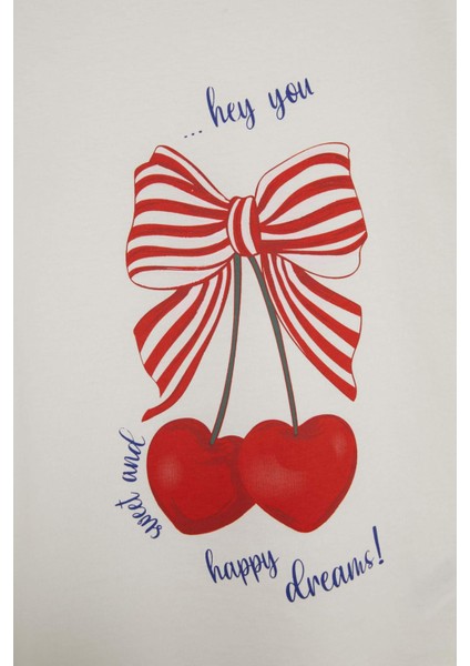 Kız Çocuk Pijama Takımı Baskılı Kısa Kollu Üst Beli Lastikli Şort E0667A825HS