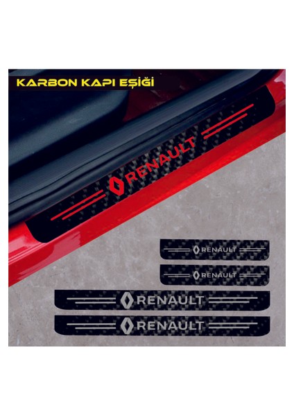 Renault Taliant Için Özel Yeni Uyumlu Aksesuar Oto Kapı Eşiği Özel Yeni Sticker Karbon 4 Adet